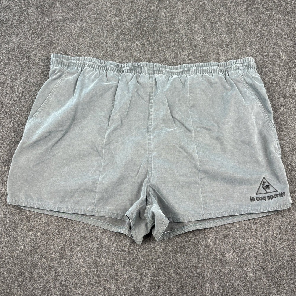 Vintage Le Coq Sportif Shorts Men XL Grey Blue Athletic Gym Running Retro Taiwan